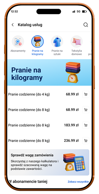 Aplikacja Washlay - Skonfiguruj zamówienie prania
